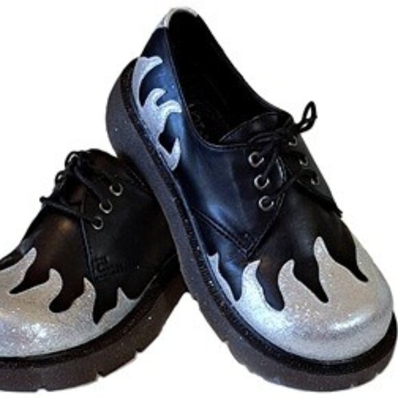 Silver Glitter Flame Glamrock Shoes 6 NOS - Picture 5 of 6